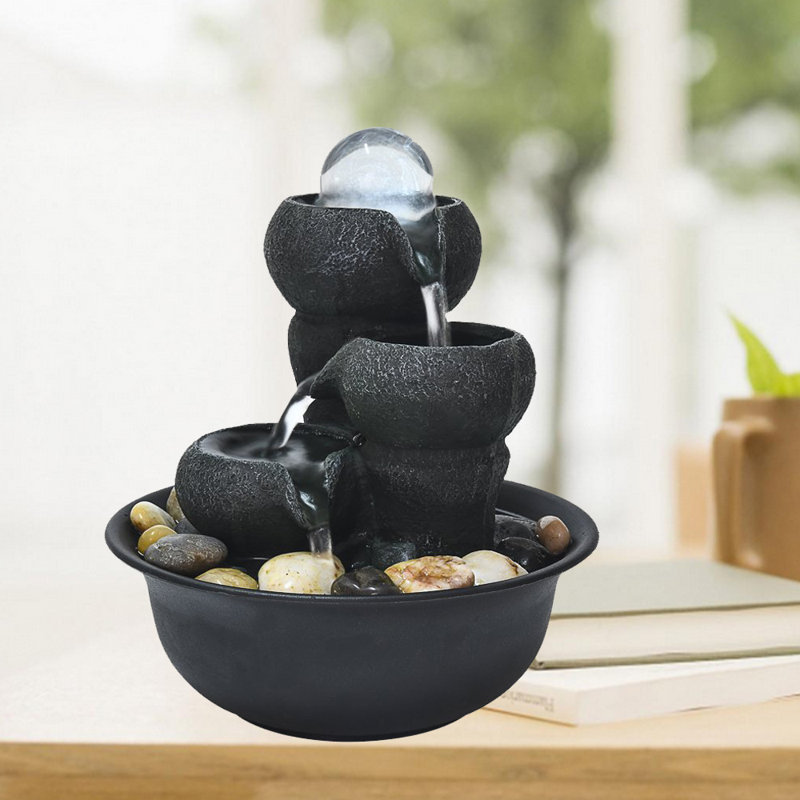 Petite fontaine de table d'intérieur en 3 étapes Feng Shui