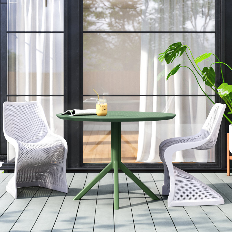 Table de salle à manger extérieure Aylssa, Vert olive