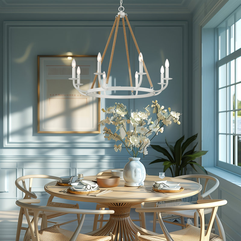 Evanelle 8 - Light Dimmable Wagon Wheel Chandelier