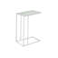 Table d'appoint, en forme de C, bout, côté, collation, salon, chambre à coucher, verre trempé, métal blanc, contemporain, moderne