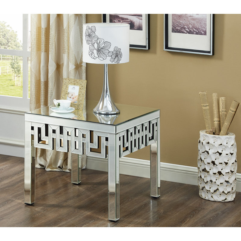 Luong Mirrored Glass Top End Table