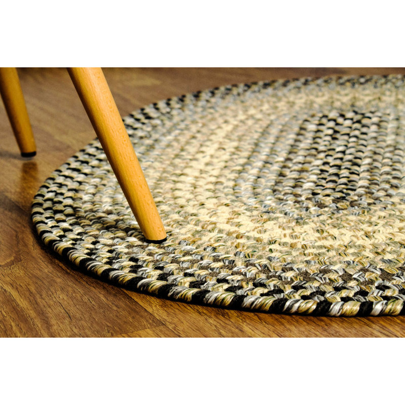 Tapis tressé gris graphite/beige Nereine, Ovale 2 pi x 6 pi