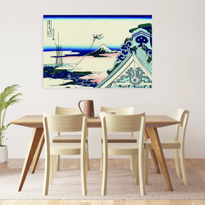Asakusa Honganji Temple In The Eastern Capital Classic Abstract Contemporary Landscape Mountain Wall Art Print by Katsushika Hokusai - Wrapped Canvas Print
