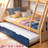 Twin Over Full Solid Wood House Bunk Bed with Trundle, Non-Toxic Finish Bed Frame with Guardrail & Stairs-993786272