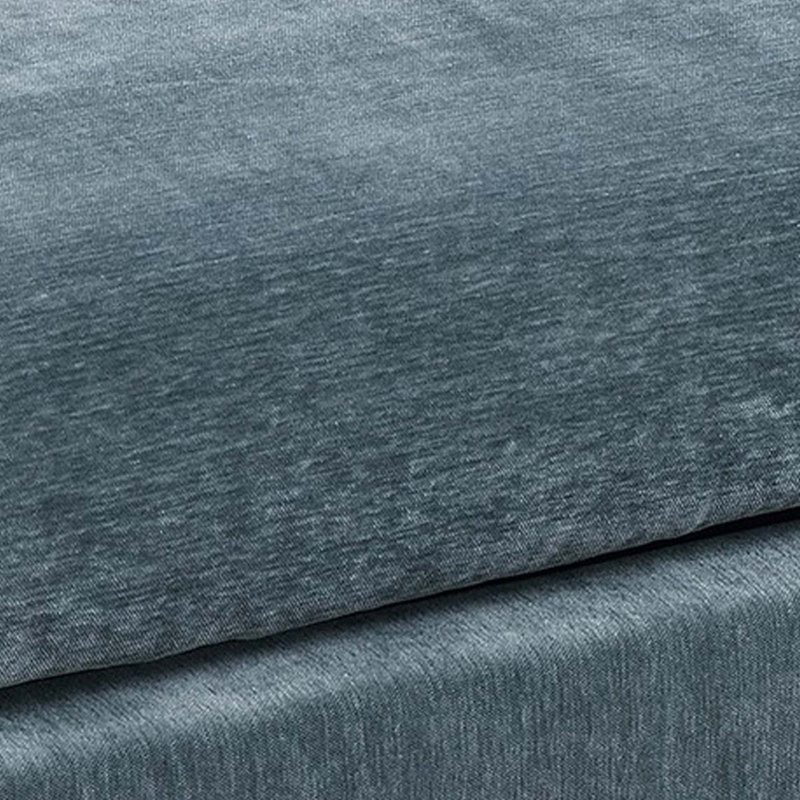 Repose-pieds modulaire Rio 32 po, siège à coussin carré, pieds en bois, tissu bleu ardoise, Mélange de polyester bleu