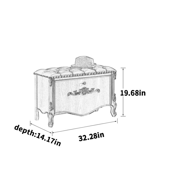 6 Pair Shoe Storage Bench, 19.68" H x 32.28" W x 14.17", Tan