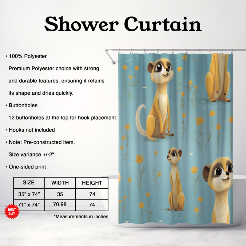 Rideaux de douche Playful Suricate - Premium, L 71 po x L 74 po