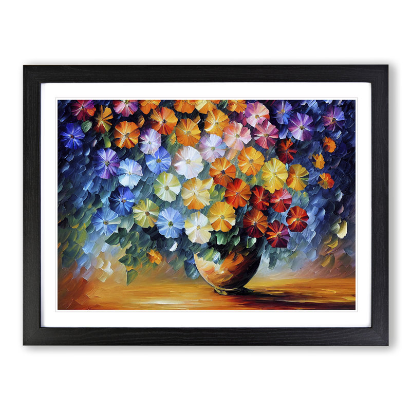 Assorted Flower Bouquet Vol.5 - Single Picture Frame Print, Black, 46cm H x 64cm W