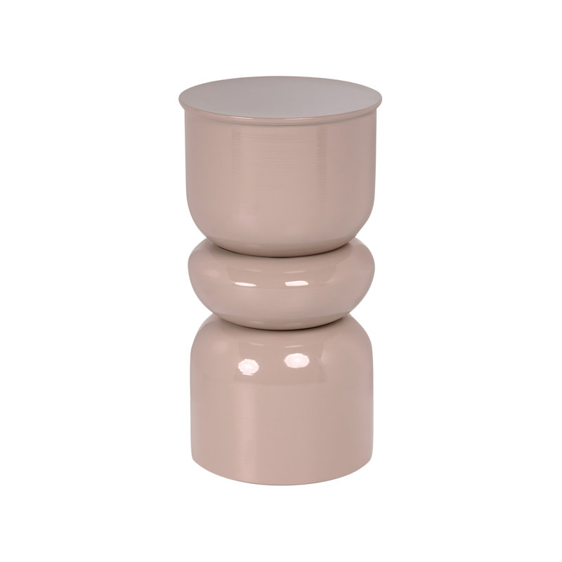 Drum End Table, Beige