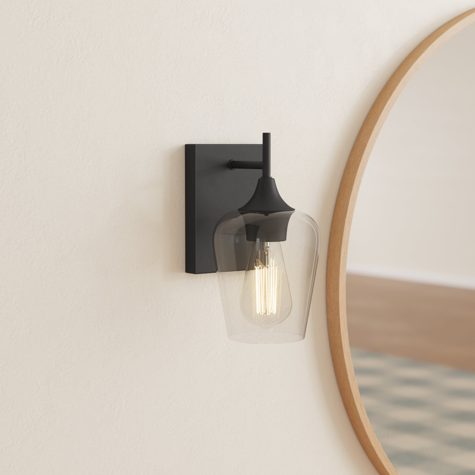 Breena Single Light Dimmable Armed Sconce, English Bronze, Clear
