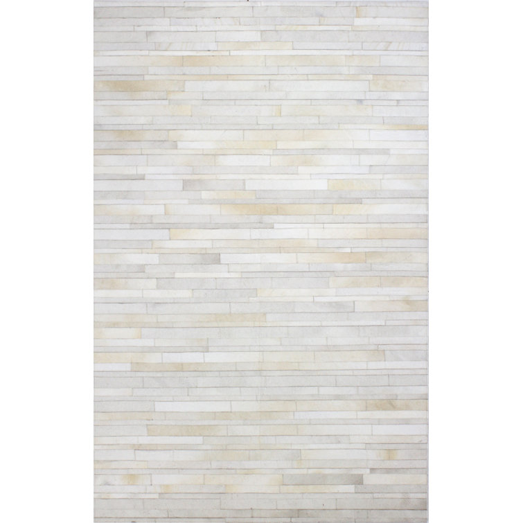 Santa Fe Cowhide Striped Area Rug in Ivory