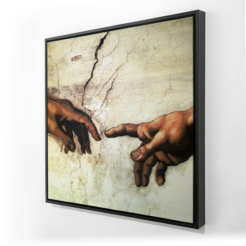 Michelangelo, création d'Adam - Toile encadrée orange