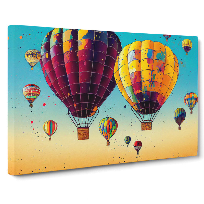 Splattered Hot Air Balloons Vol.2 - Wrapped Canvas, 35cm H x 50cm W x 3cm D