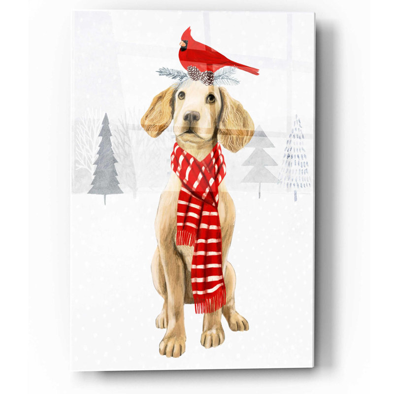 «Christmas Cats & Dogs V» par Victoria Borges, art mural en verre acrylique, H 16 po x l 12 po x P 0,13 po