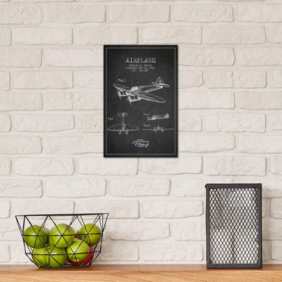 Plane Charcoal Patent Blueprint by Aged Pixel - Wrapped Canvas Print