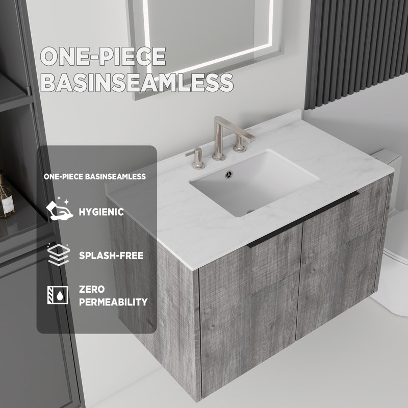 Meuble-lavabo flottant 36 po avec lavabo 36 po, Grey, 36"