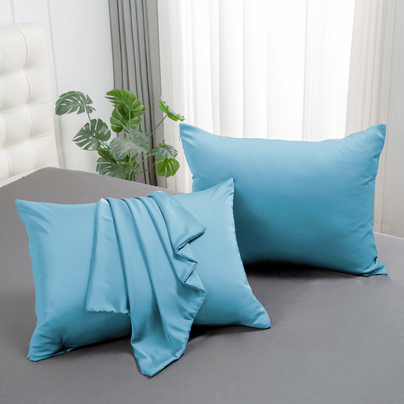 Smooth Breathable 100% 6A Grade Silk Pillowcases Set of 2, Clear Sky, Twin Pillowcases