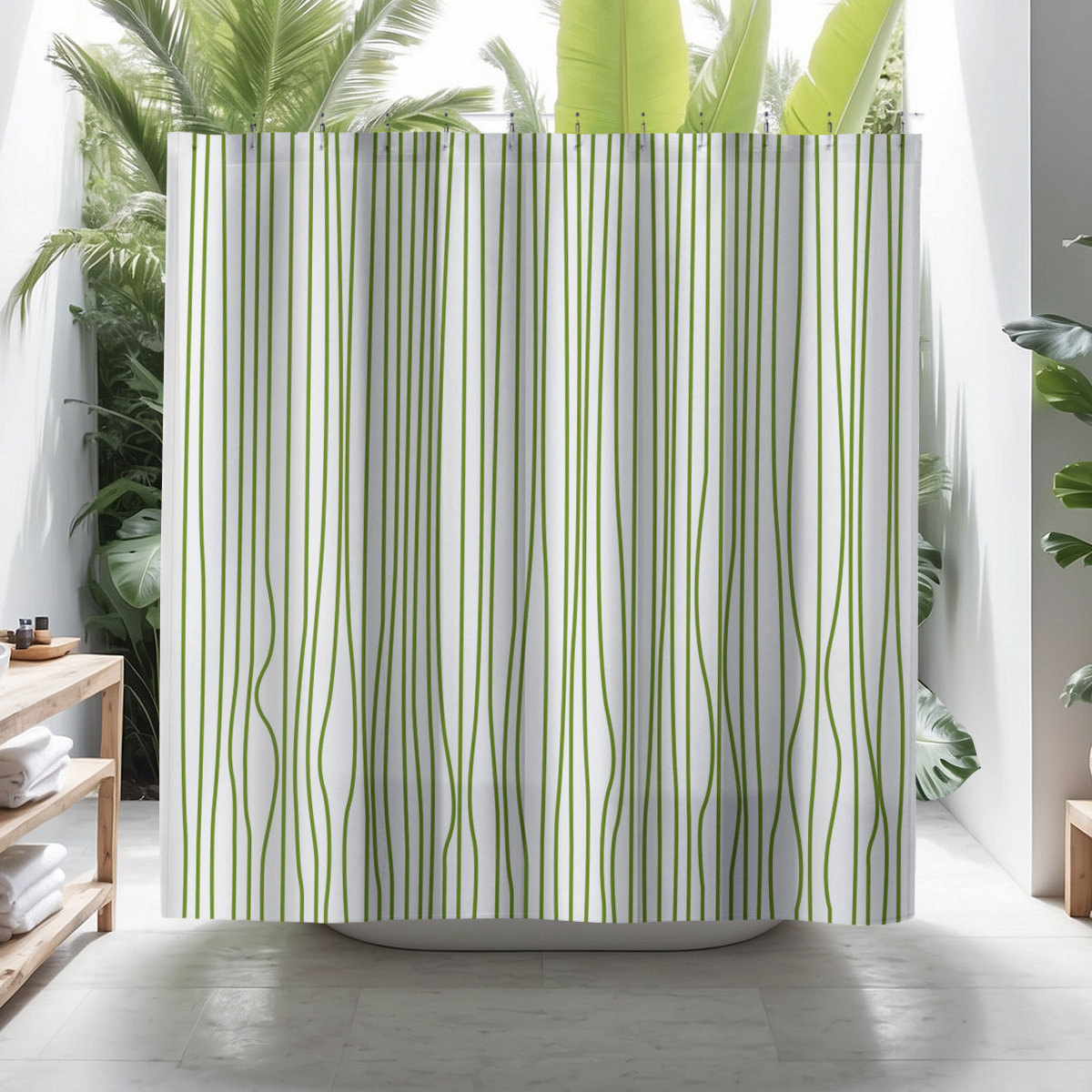 Coco Polyester Shower Curtain, Chartreuse