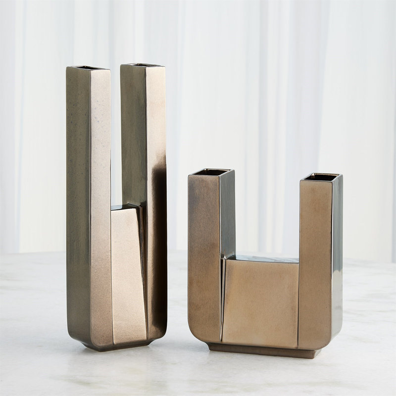 Metropolis Vase-Bronze-Tall, 15.75" H x 5" W x 2.75" D