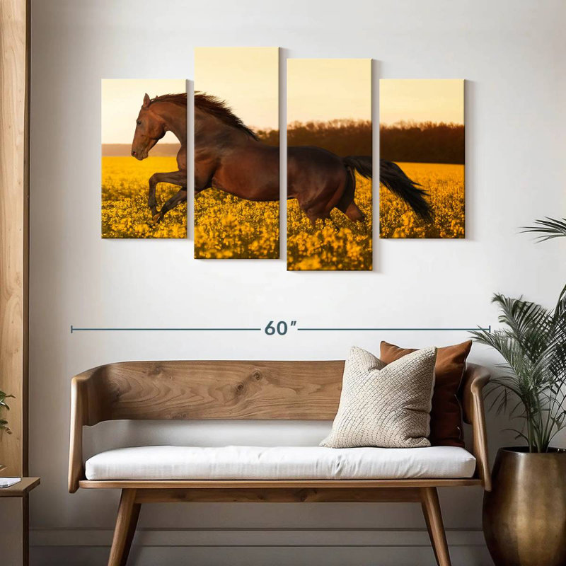 Brampt Horse In Flower Field, 32" H x 52" W
