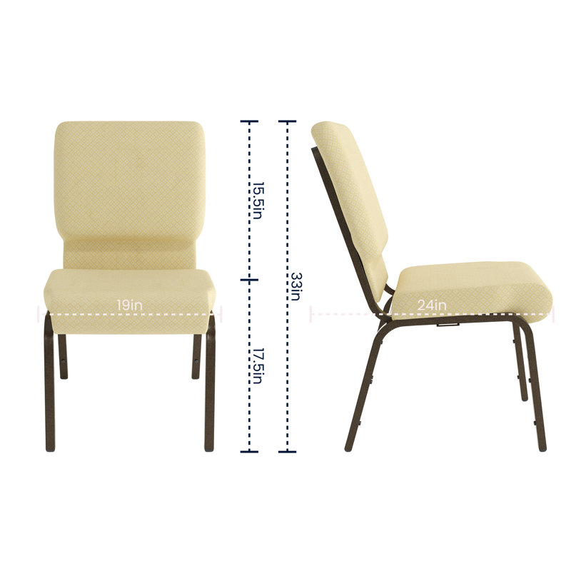 Chaise d'église empilable en tissu 18,5 po Rayleigh