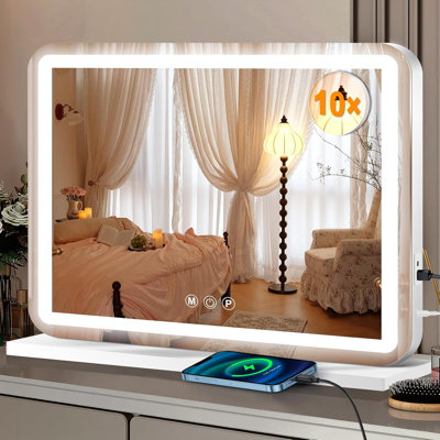 Miroir de coiffeuse 23 "x 18" avec lumières, miroir de maquillage à DEL