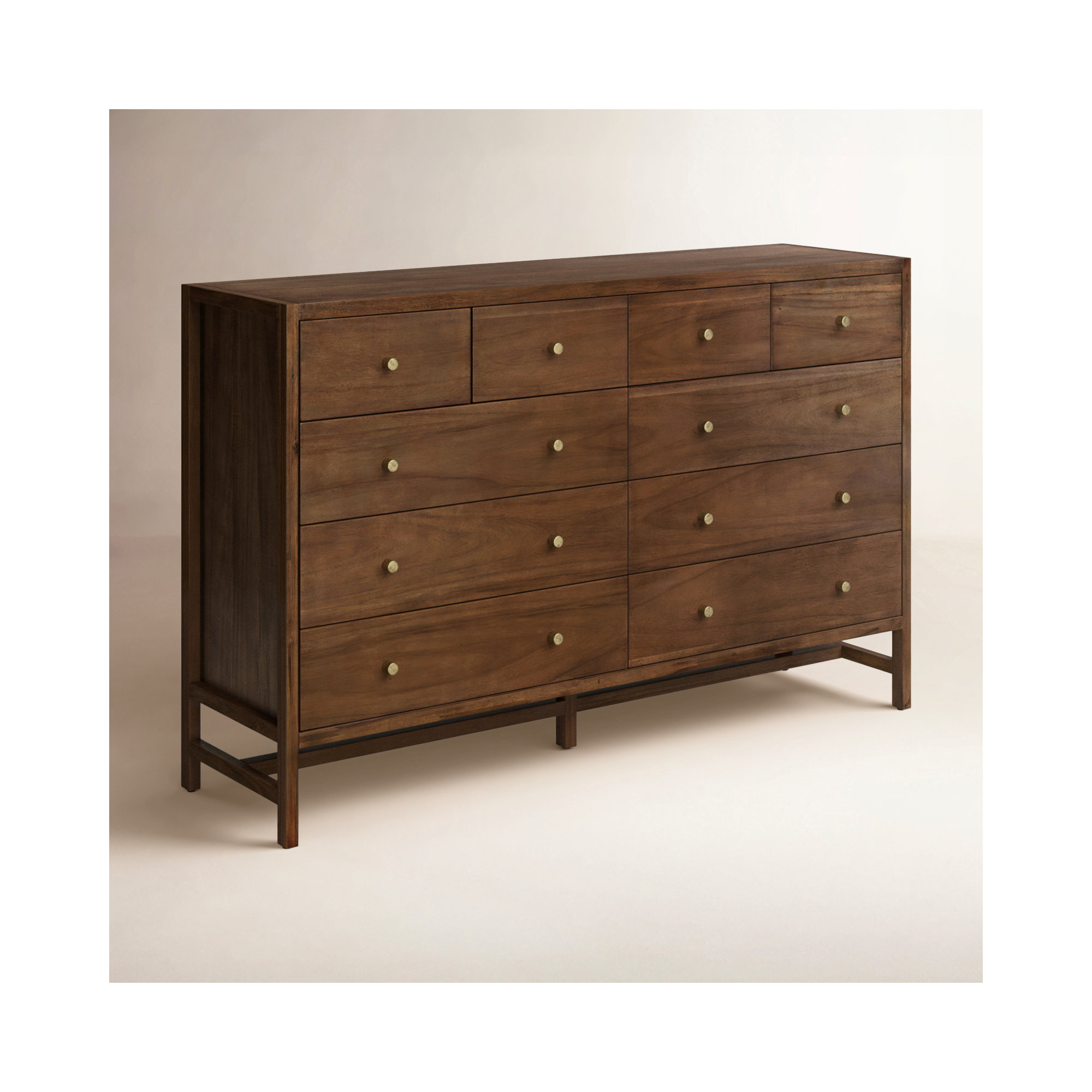 Soline 10 Drawer 72" W Double Dresser, Brown