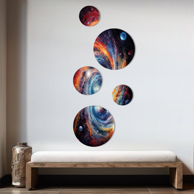 Heavenly Space Astrology - ensemble d'art mural rond astrologie de 5