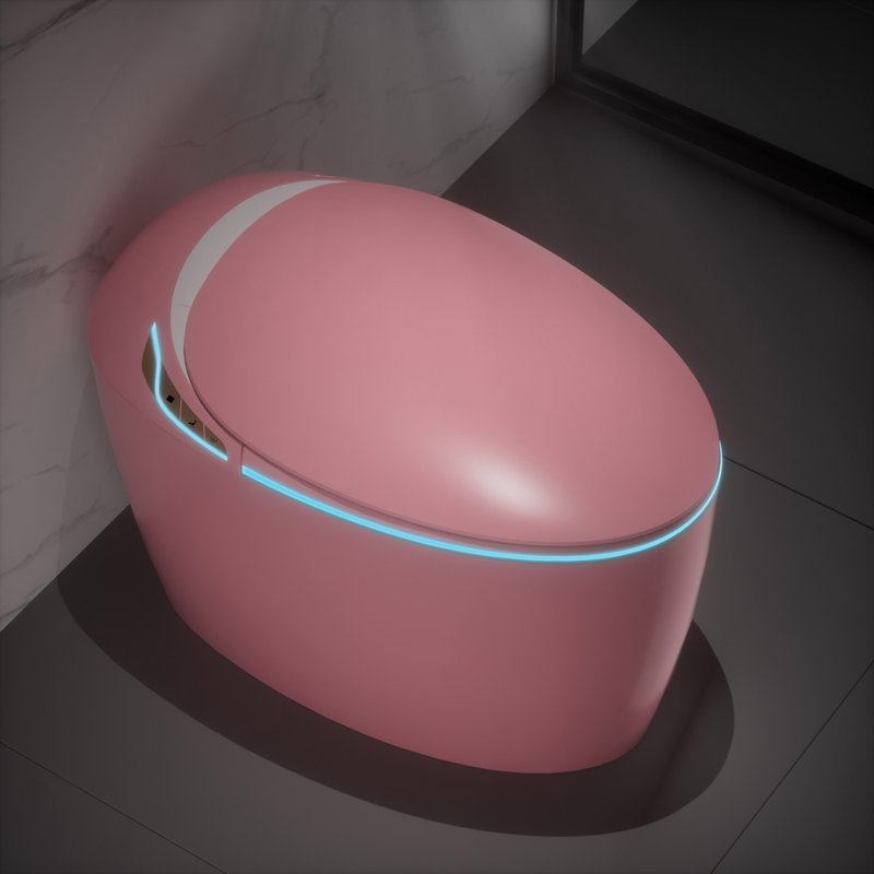 Unique Smart Toilet with Bidet Built In, Intelligent One Piece Toilet For Modern Bathroom, Auto Open/Close Seat, Foot Sensor, LED Display,Night Light, Warm Water & Dryer,Pink