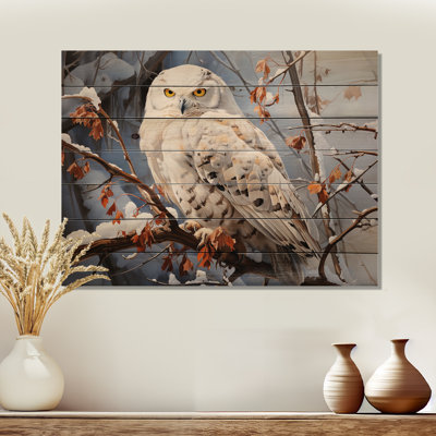 Hibou des neiges, hiver I sur bois