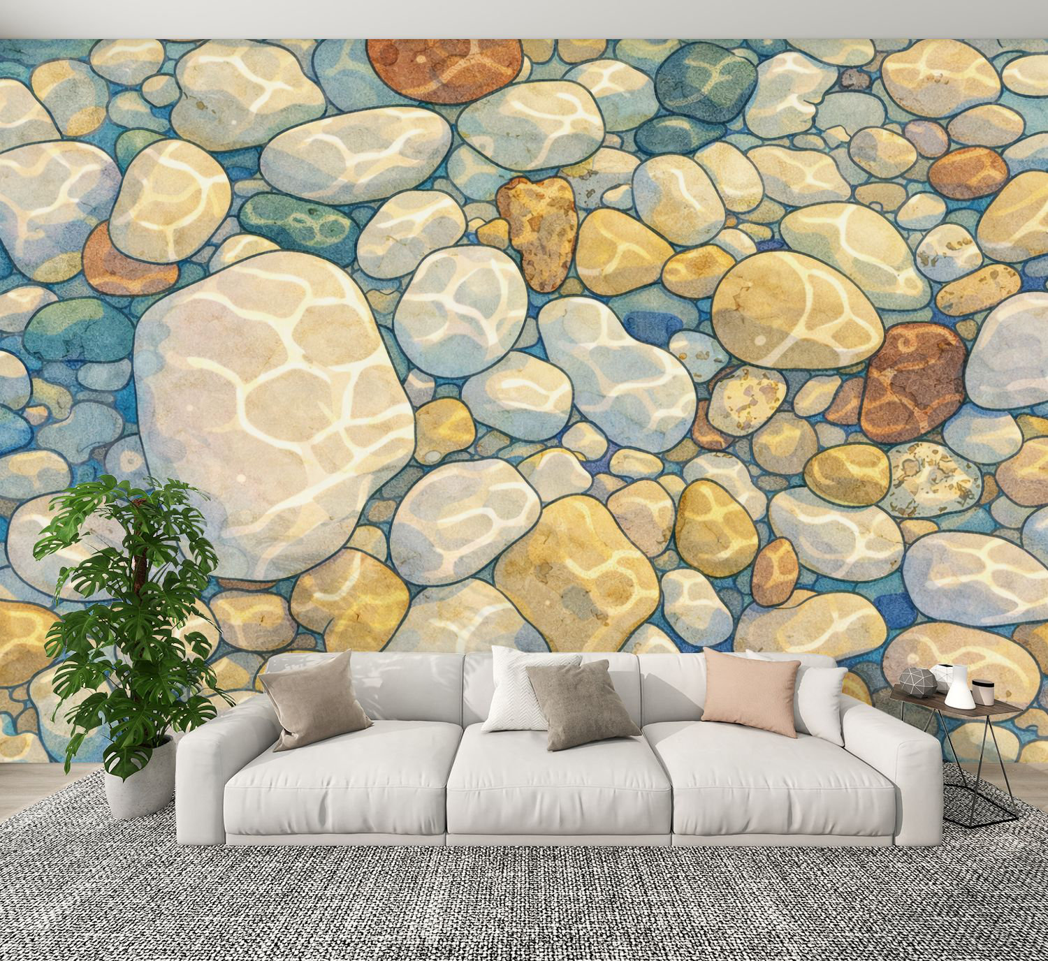 Red Barrel Studio Pastel Peel and Stick Wallpaper Sea stones sea water ...