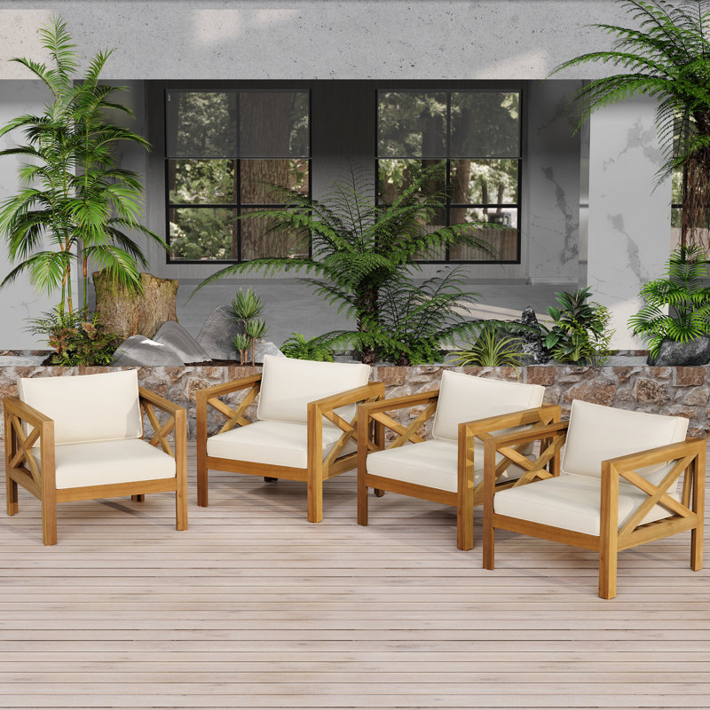 Chaises longues avec coussins amovibles Kincaid, Beige