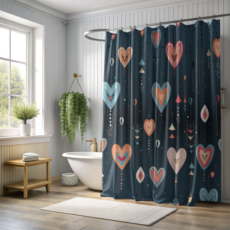 Aimer les motifs - Rideau de douche haut de gamme, H 74 po x l 71 po