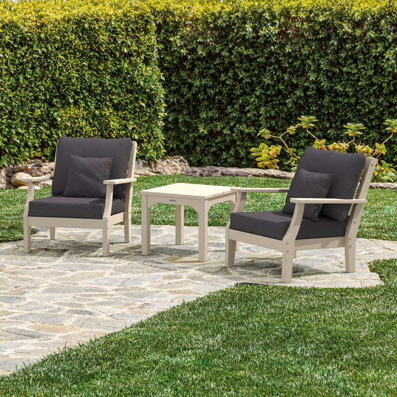 Ensemble de conversation d'extérieur pour 2 personnes avec coussins Chinoiserie, Revolution® gris anthracite cendré, Sable