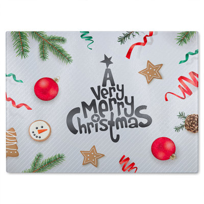 Christmas Greeting Design Dining Glass Chopping Board