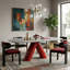 Oval Marble Top Metal Base Dining Table
