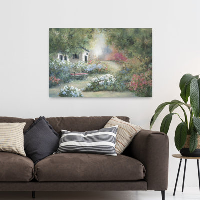 «Cottage Garden Path Organic Peaceful Rustic Cow Landscape Nature», art mural