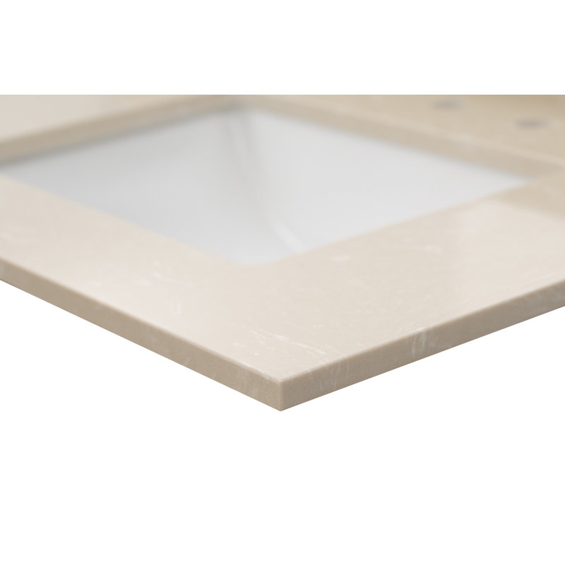 61 in. Beige Cosmic Sand Double Sink Vanity Top with White Ceramic Undermount Sinks