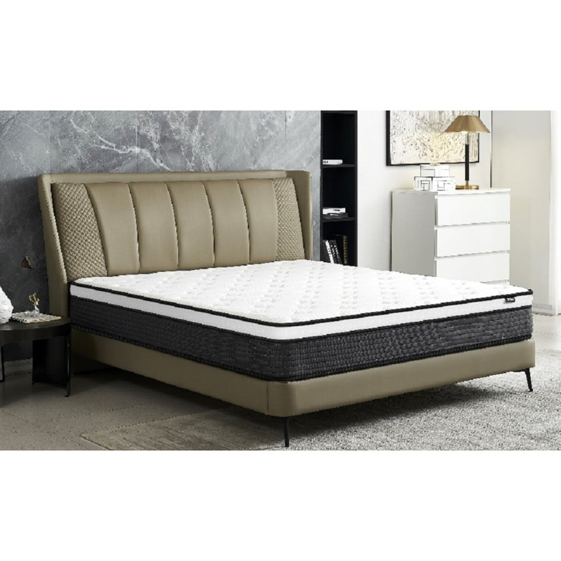 Matelas à plateau-coussin hybride pleine grandeur de 10 pouces dans une boîte au design respirant et hypoallergénique, mi-ferme pour un soutien lombaire