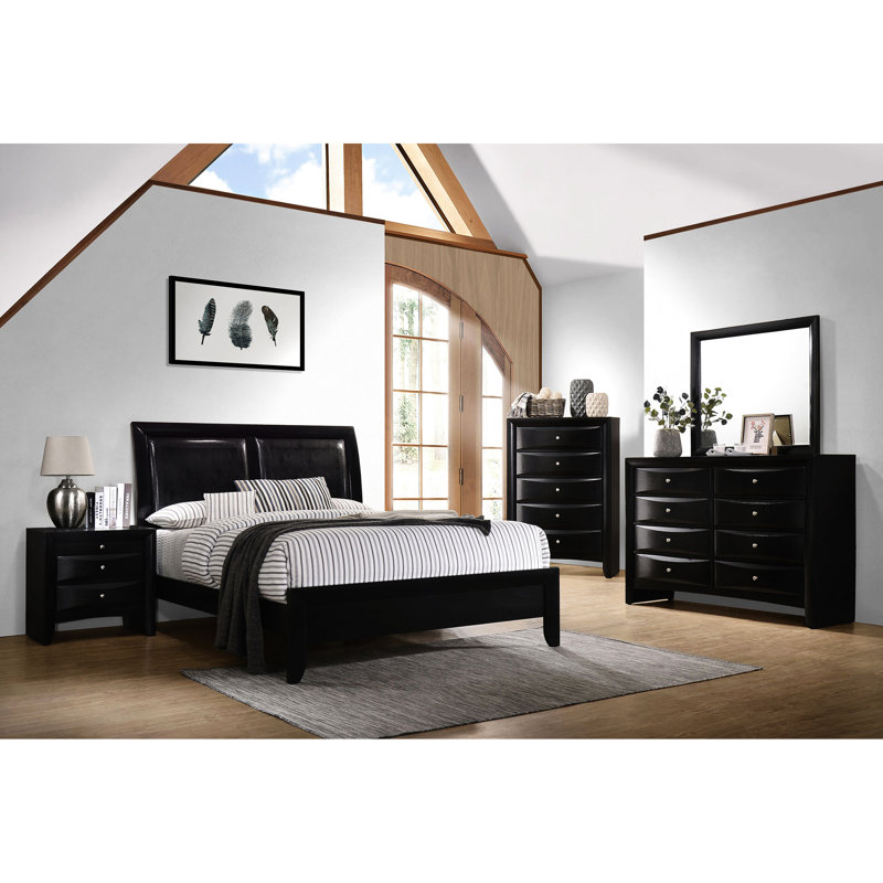 2 Table de chevet noire avec plateau coulissant dans le thème de la décoration de chambre, 25,5 pouces de hauteur, 26,17 de largeur, 17,05 de profondeur, bois franc asiatique et placage sur panneau de particules, rangement doublé de feutre pour plus de flexibilité, haute, douce