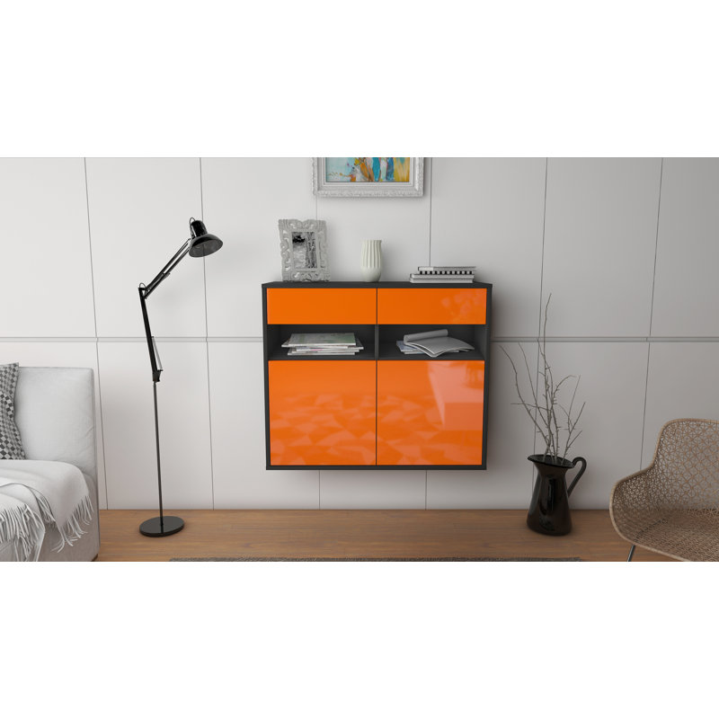 Anglers Park 92cm Sideboard, Anthracite/Orange