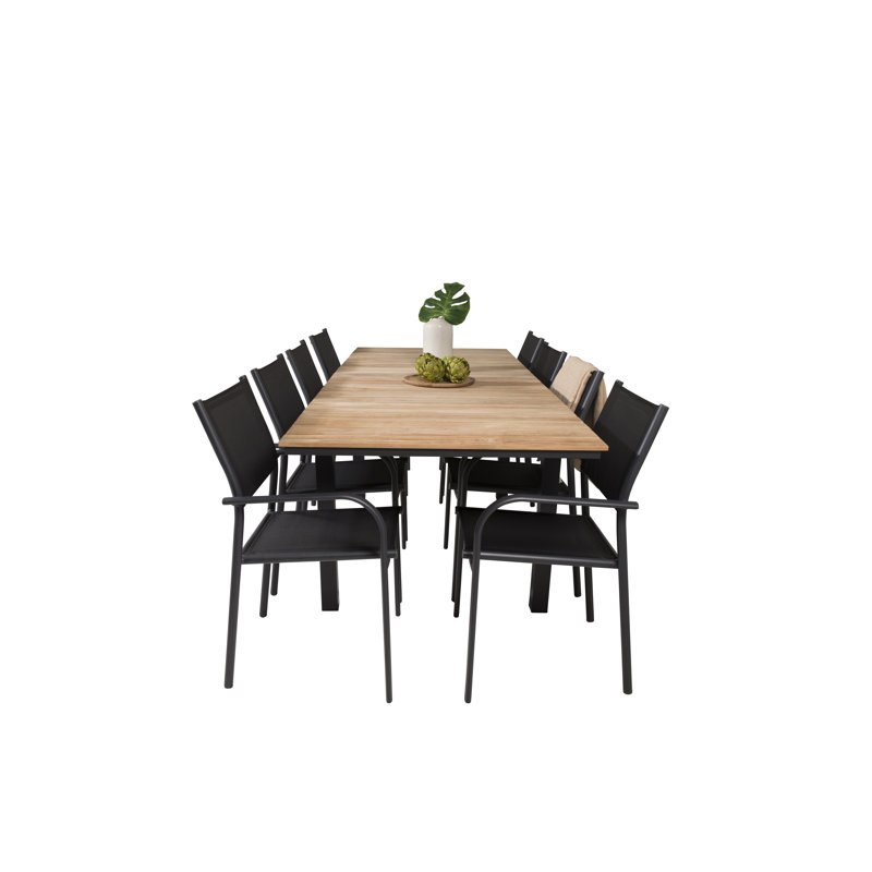 Anoki 8 - Person Teak Solid Wood Patio Dining Set Extendable Rectangular Table