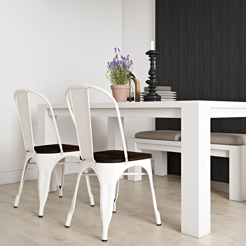 Arzola 44.4cm H Slat Back Stacking Side Chair, White