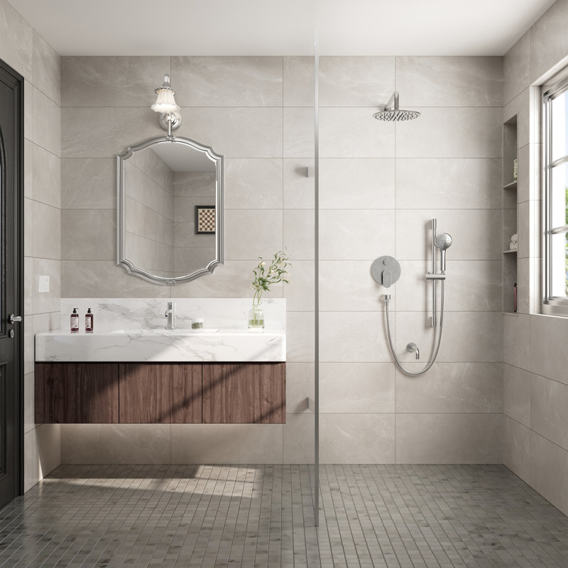 Calliope Wall Mounted 3 Function Retro Shower System with 3 Setting Handheld, Brushed Nickel