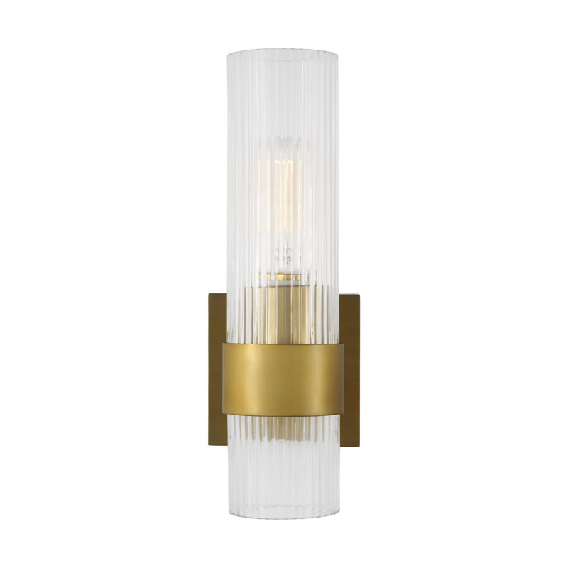 Geneva Burnished Brass and Clear Glass Wall Sconce