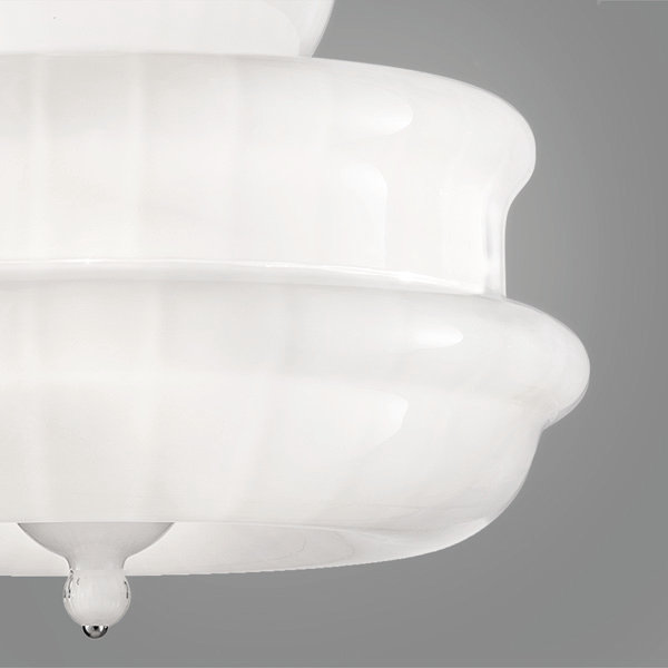 Novecento Ceiling Lamp Crystal Striped Glass Glossy Chrome E12 Ul, White Striped