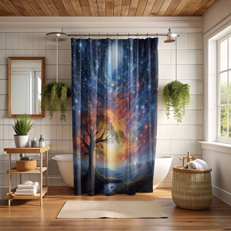 Rideau de douche standard 1 pièce Celestial Tides, H 74 po x l 71 po