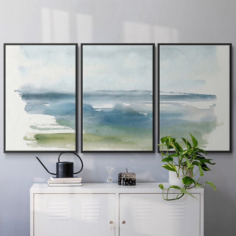 «Coastline Splash IV», reproduction sur toile flottante, H 36 po x l 75 po x P 2 po, Noir