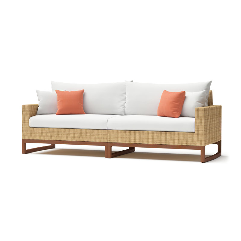 Canapé d'extérieur Mili 96 po Sunbrella - Corail moulé, Orange / blanc