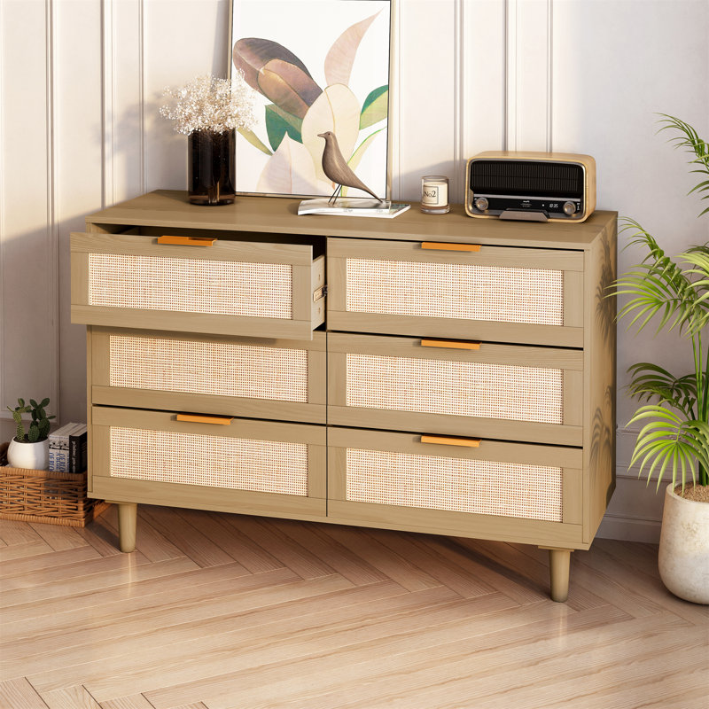 Commode 6 tiroirs en rotin
